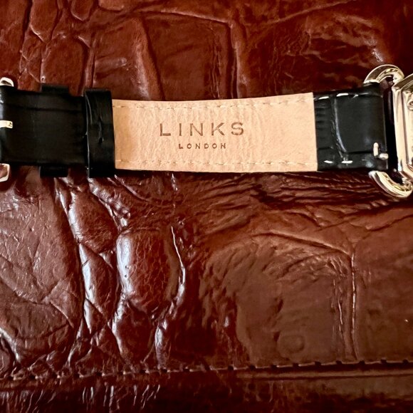 Links of London Quartz Salmon Dial Roman Indexes Watch, Black Croc Leather main image 7